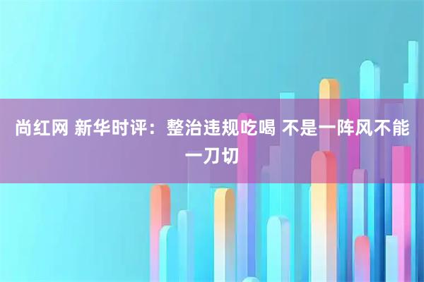 尚红网 新华时评：整治违规吃喝 不是一阵风不能一刀切
